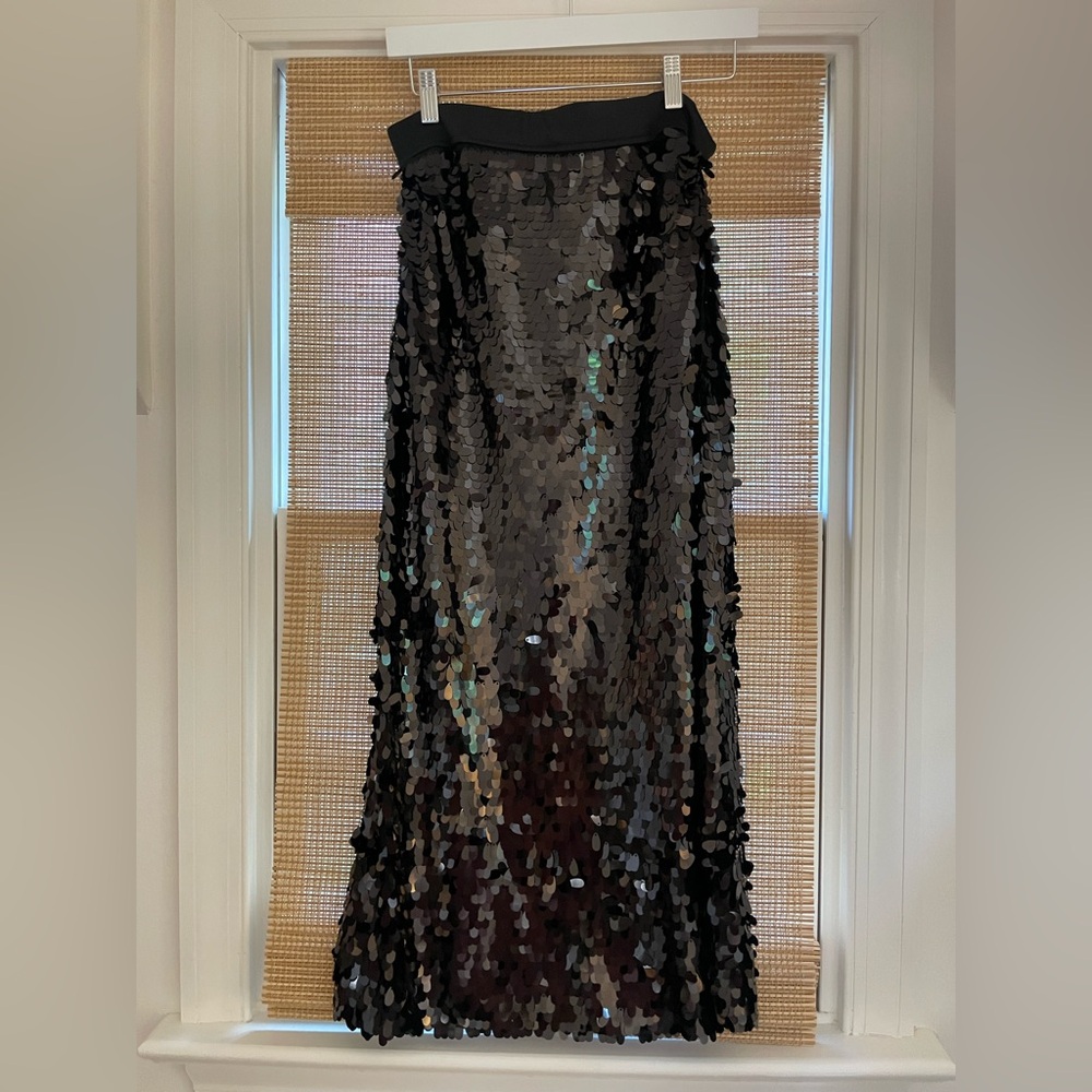 H&M Black Sequin Midi Skirt Medium NWT - Picture 2 of 4